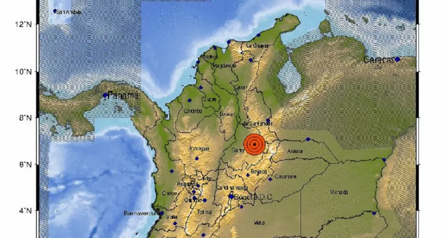 Ubicación del temblor de este lunes 11 de octubre en Colombia.