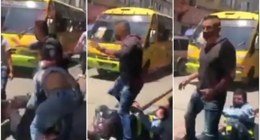 Imágenes del ataque a un agente de tránsito, en Bucaramanga