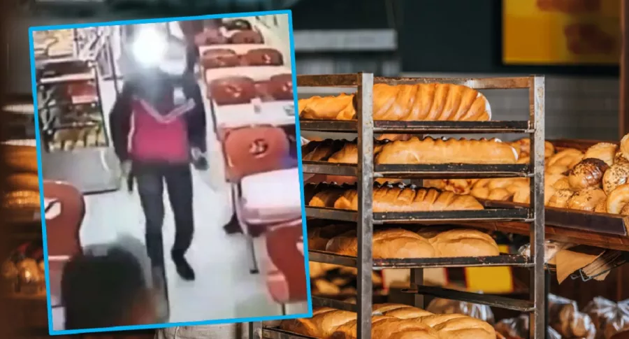 Imágenes que ilustran el robo a una panadería. 