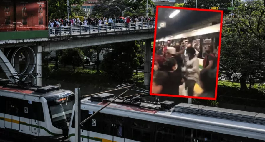 Imágenes que ilustran el incidente con cuchillo en el Metro de Medellín.