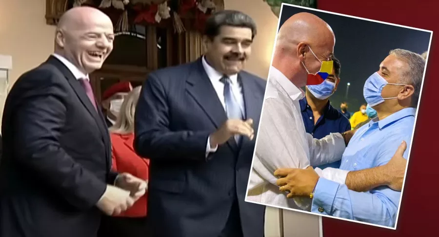 Gianni Infantino, presidente de Fifa, visitó a Iván Duque y después, a Nicolás Maduro. Fotomontaje: Pulzo.