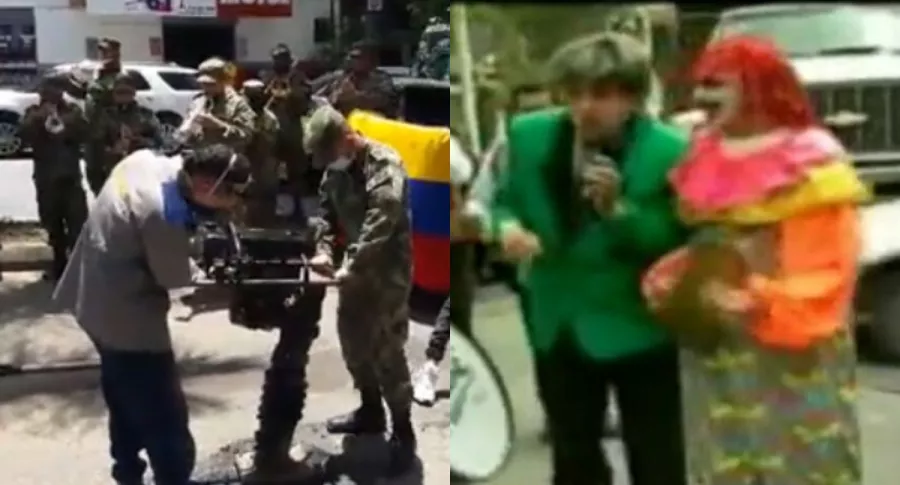 Soldados taparon huecos como lo hacía 'Don Jediondo' en el 'Festival Nacional del Hueco'.
