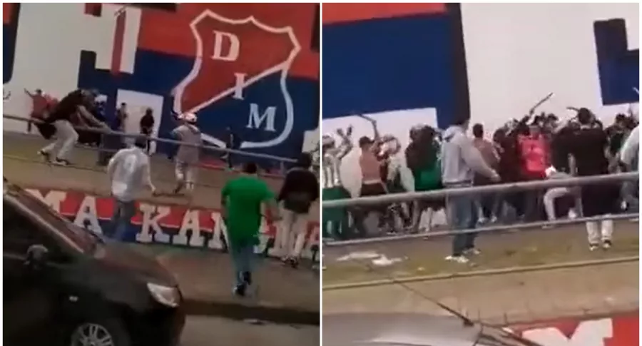 Foto sobre las peleas de hinchas de Nacional y Medellín en Itagüí. Hinchas de América y Cali también se pelearon.