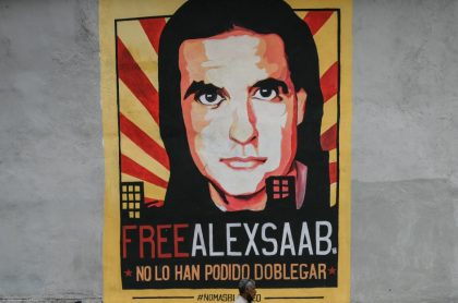 Mural en apoyo a Alex Saab en Caracas, Venezuela.