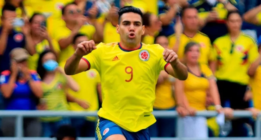 Falcao García, delantero de la Selección Colombia en el partido ante Brasil en Barranquilla por las eliminatorias al  Mundial Qatar 2022.