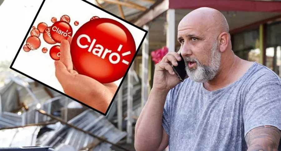 Imagen de hombre hablando por teléfono y logo de Claro ilustra artículo SIC multa a Claro con $950 millones por usar datos de usuarios para publicidad