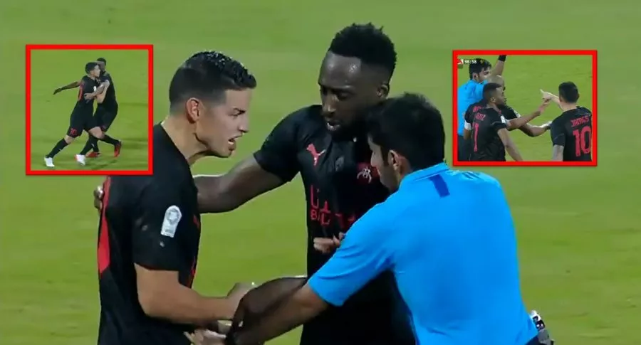 Video del show de James Rodríguez en el partido de la Liga de Catar en el que peleó con un árbitro y lo expulsaron.