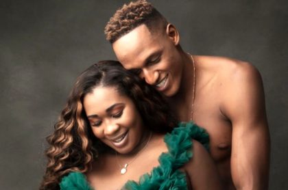 Yerry Mina y su esposa embarazada.