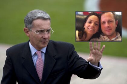 Álvaro Uribe, expresidente, y Andrés Felipe Arias, exministro de Agricultura, con su esposa Catalina Serrano, a propósito de que ella rechazó ser senador de Uribe por el Centro Democrático.