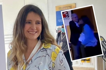Paloma Valencia y Álvaro Uribe en foro del Centro Democrático, donde él le dio beso.