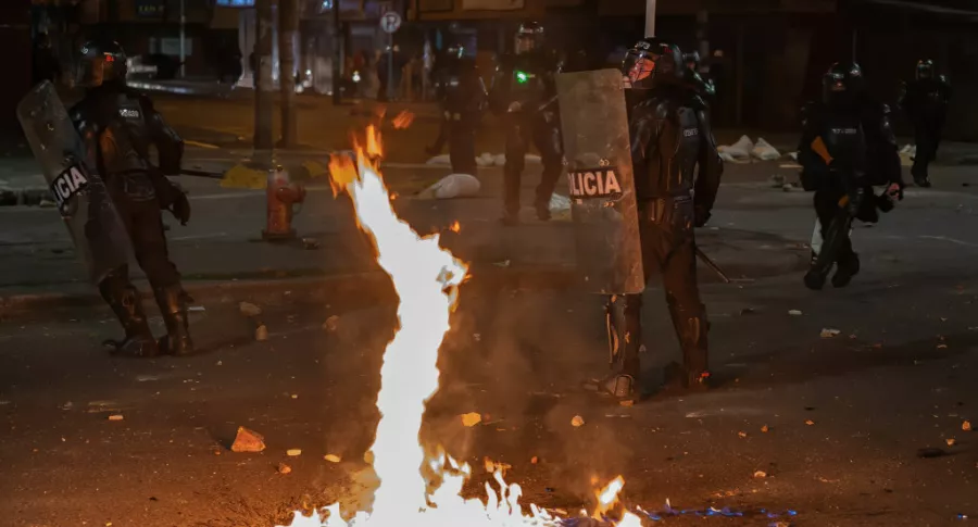 Imagen de referencia de disturbios en Bogotá en noviembre del 2021.