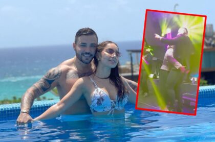 Jessi Uribe y su pareja Paola Jara. Al cantante lo agarraron mal parado en concierto.