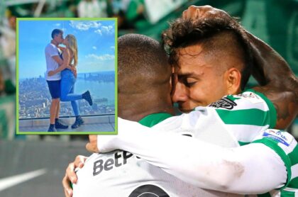 Foto de Alex Castro, jugador de Nacional que le propuso matrimonio a su esposa luego de que quedara campeón de la Copa BetPlay.