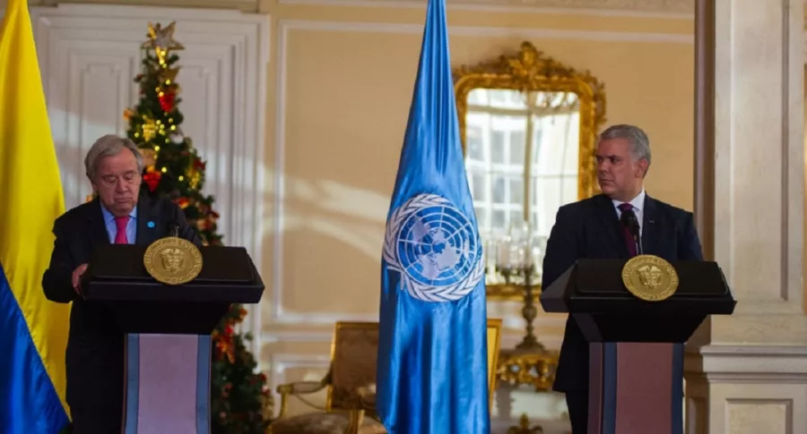 El secretario general de la ONU, Antonio Guterres, y el presidente de Colombia Iván Duque.