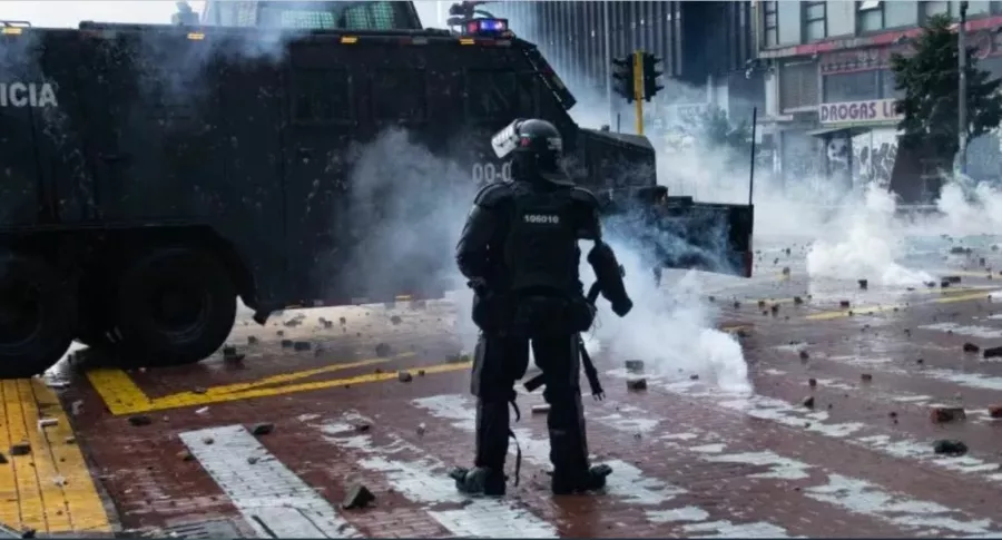 Disturbios en protestas de Bogotá.
