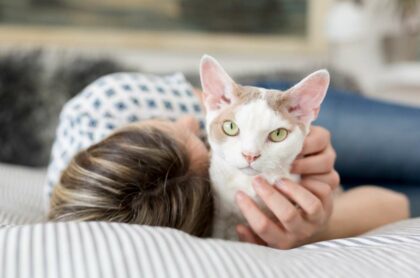 Foto de persona con un gato, en nota de gatos y por qué estudio afirma que tienen rasgos psicópatas y qué 5 puntos analizaron.