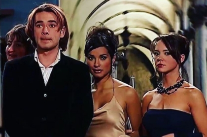 Los actores de 'Pasión de Gavilanes' Sebastián Boscán (Leandro), Paola Rey (Jimena Elizondo) y Natasha Klauss (Sarita Elizondo).