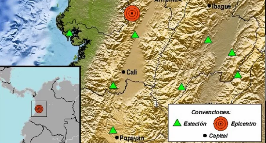Imagen del temblor en Colombia. 