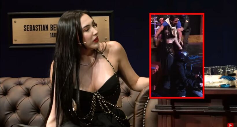 Video de Aída Victoria Merlano simulando la fuga de su mamá con cuerda y moto, en entrevista con Juanpis González