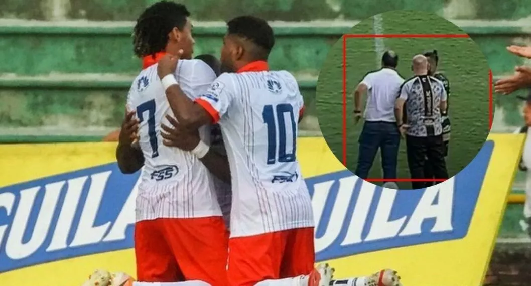 Fotos de Unión Magdalena y pantallazo de DT de Llaneros, en nota de qué fotos mostraron de técnico en polémico partido.