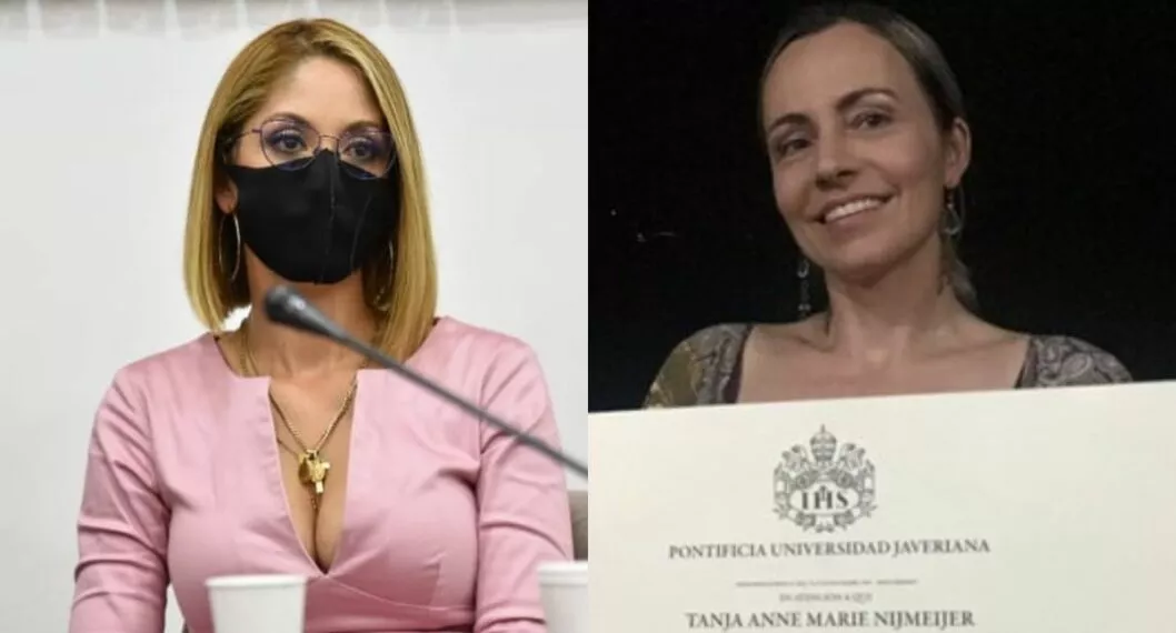 Jennifer Arias, presidenta de la Cámara, y Tanka Nijmeijer, exguerrillera de las Farc.