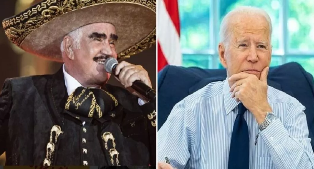 El cantante mexicanio Vicente Fernández y el presidente de Estados Unidos, Joe Biden.