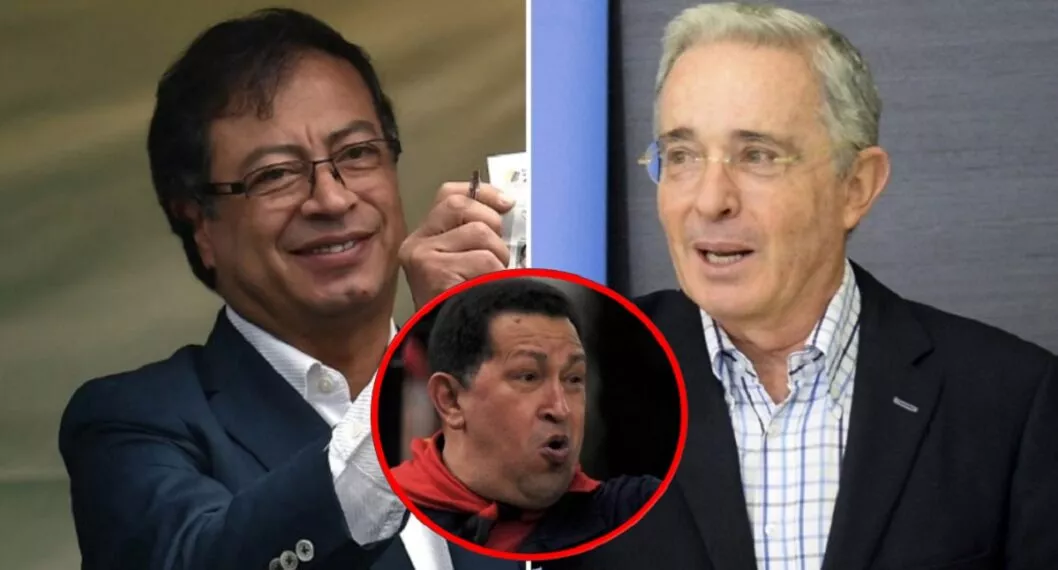 Gustavo Petro, Álvaro Uribe y Hugo Chávez. 