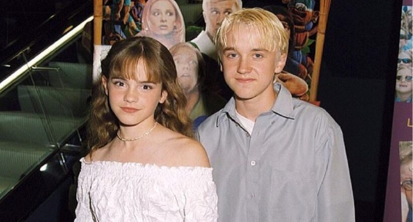 Los actores de 'Hatty Potter' Emma Watson y Tom Felton, quienes se gustaban durante el rodaje de las películas.