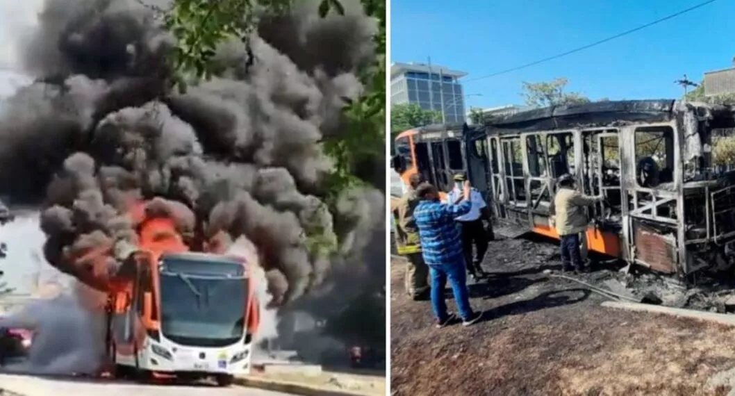 (Video) Incendio de bus articulado de Transcaribe en Cartagena (Fotomontaje Pulzo)