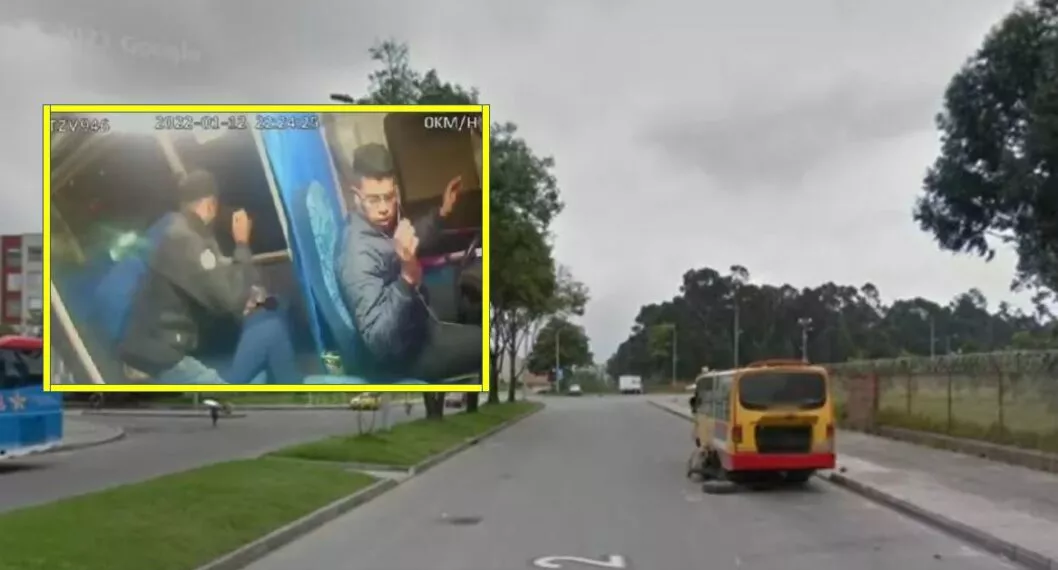 Imagen de un bus intermunicipal por una salida de Bogotá / imagen del video durante el atraco a 7 pasajeros.