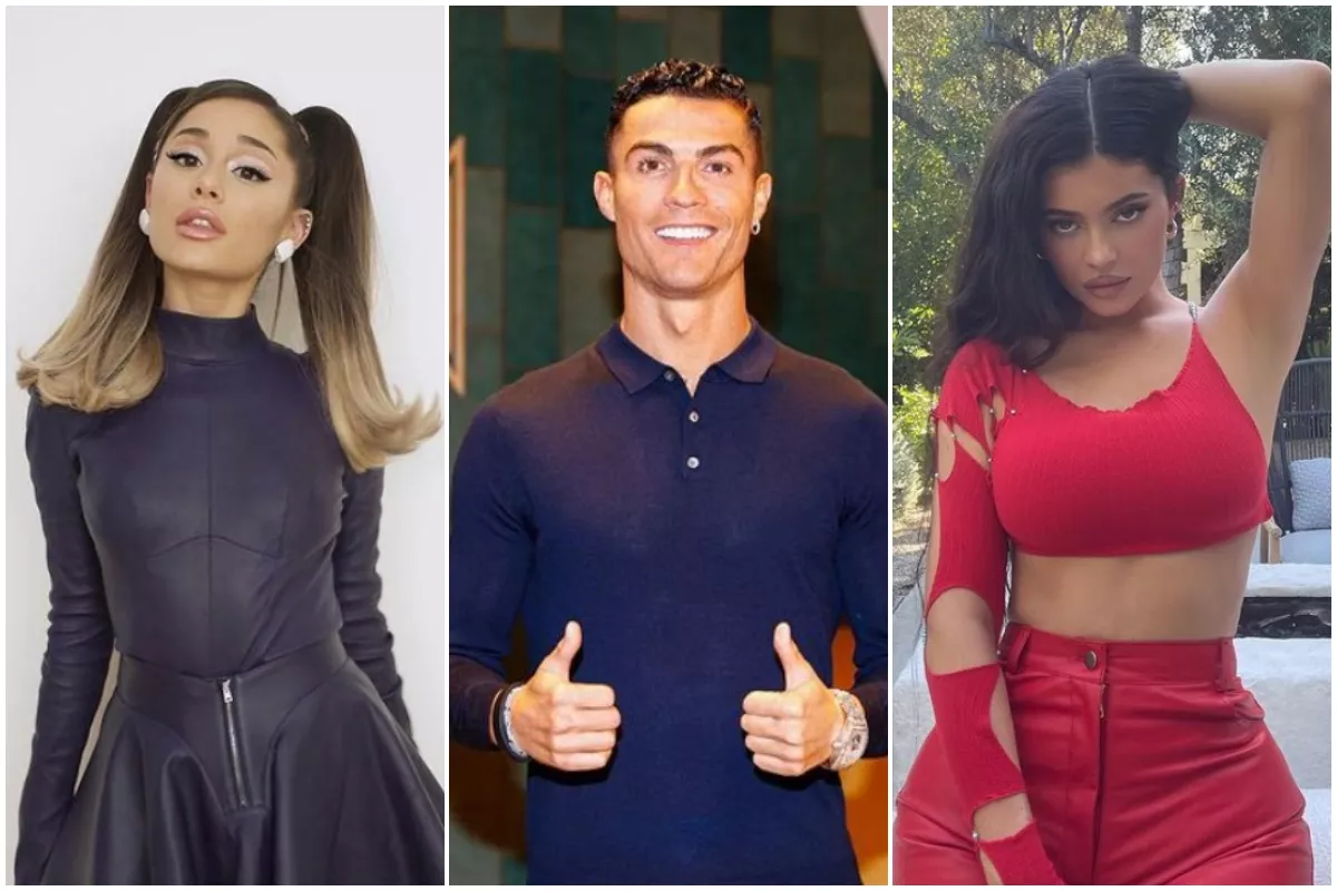 Celebridades que ganan más de un millón de dólares por publicidad en Instagram: Cristiano Ronaldo, Kylie Jenner, Ariana Grande.