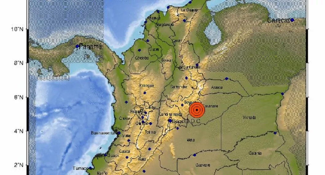 Epicentro del temblor de la noche del marte 18 de enero en Colombia.