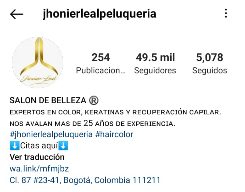  Instagram @jhonierlealpeluqueria