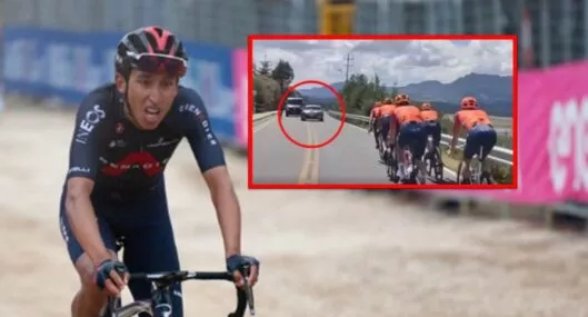 Video de Egan Bernal entrenando en Colombia y conductor imprudente.