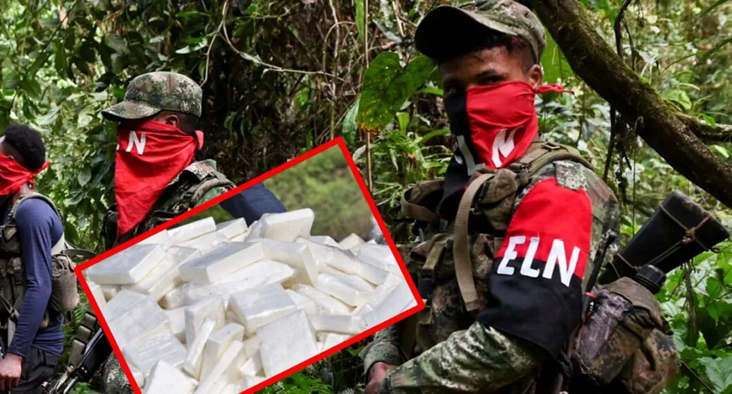 Imagen de guerrilleros del Eln con recuadro de cocaína ilustra artículo Cayó megalaboratorio del Eln con más de 2 toneladas y media de cocaína