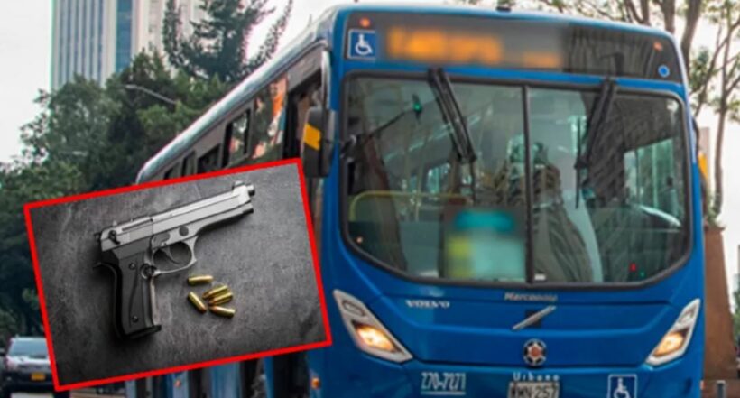 Imágenes ilustrativas de un bus del SITP y un arma de fuego.