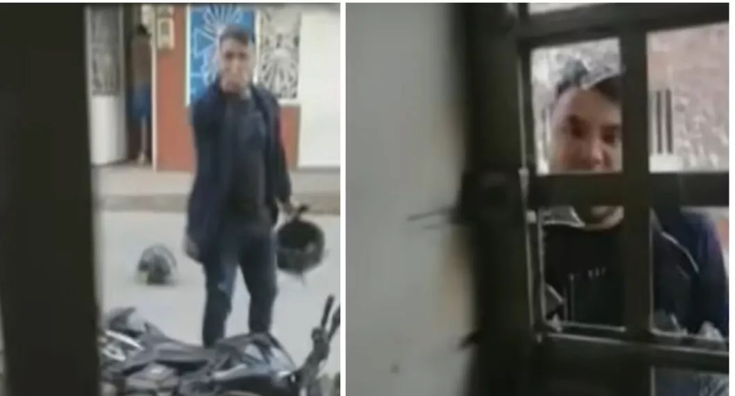Video de hombre en Bogotá que amenaza a su expareja y le rompe los vidrios de la casa.