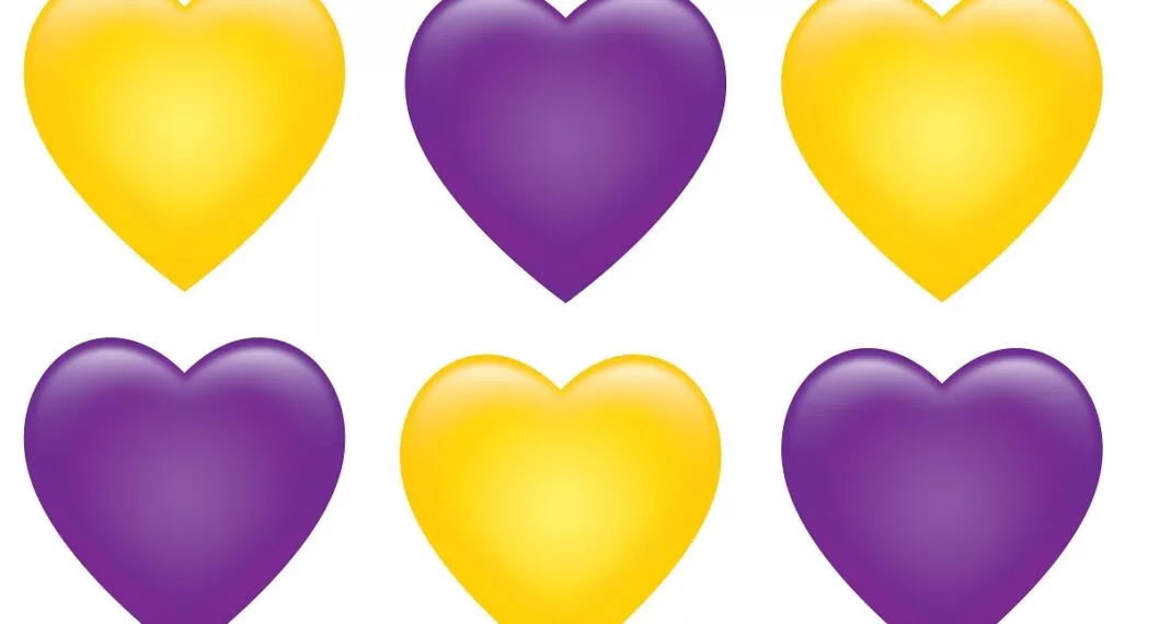 Emojis de corazones amarillos y morados, a propósito de su significado real y cuándo usarlos para no cometer errores (fotomontaje Pulzo).