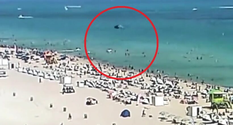Video del helicóptero que se accidentó en playa de Miami hoy