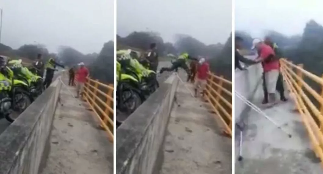 Policía en Ibagué evitó que hombre saltara desde puente.