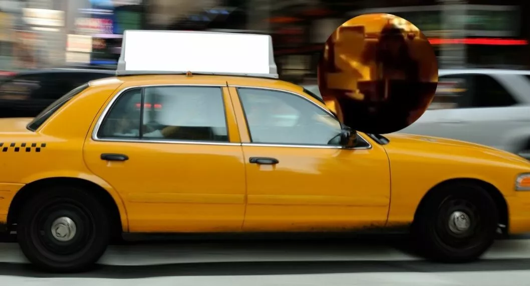 Foto de taxi  y captura de pantalla del video en el taxi, en nota de video supuesto fantasma en taxi que apareció en cámara de seguridad: dónde fue.