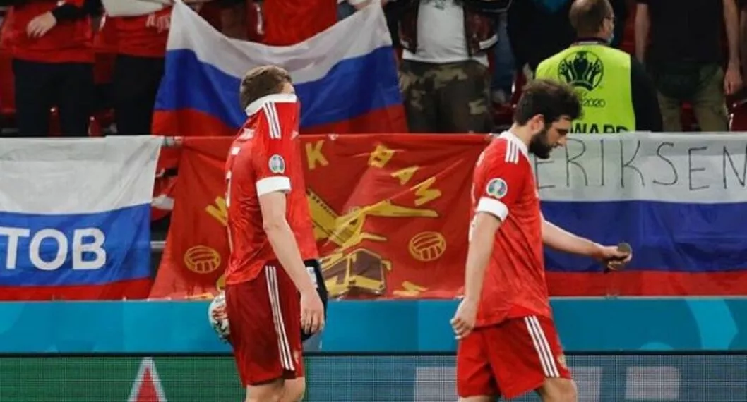 Imagen de los jugadores rusos a propósito de su expulsión del Mundial