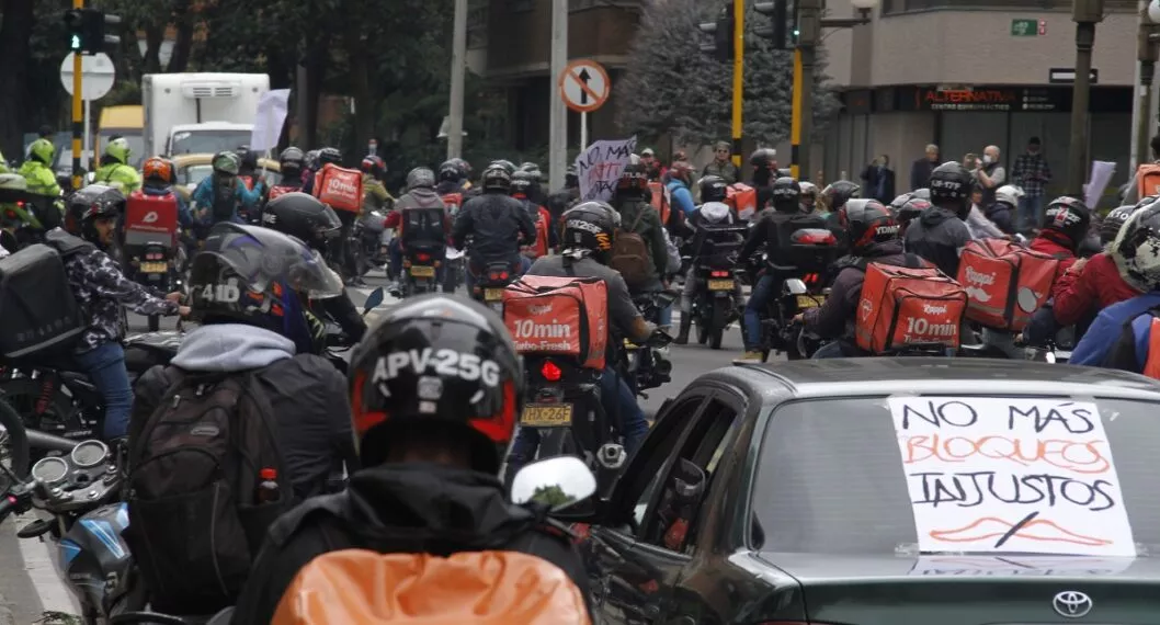 Imagen de las protestas de 'rappitenderos' en Bogotá. 