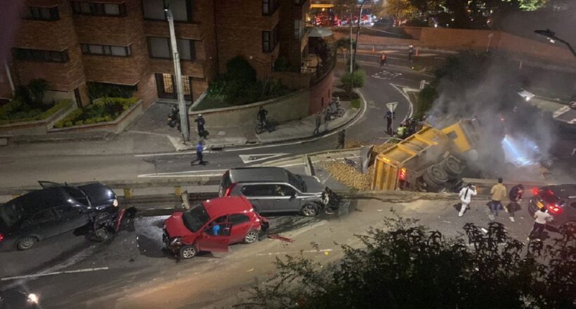 Imagen del accidente en la Avenida Circunvalar, en Bogotá. 