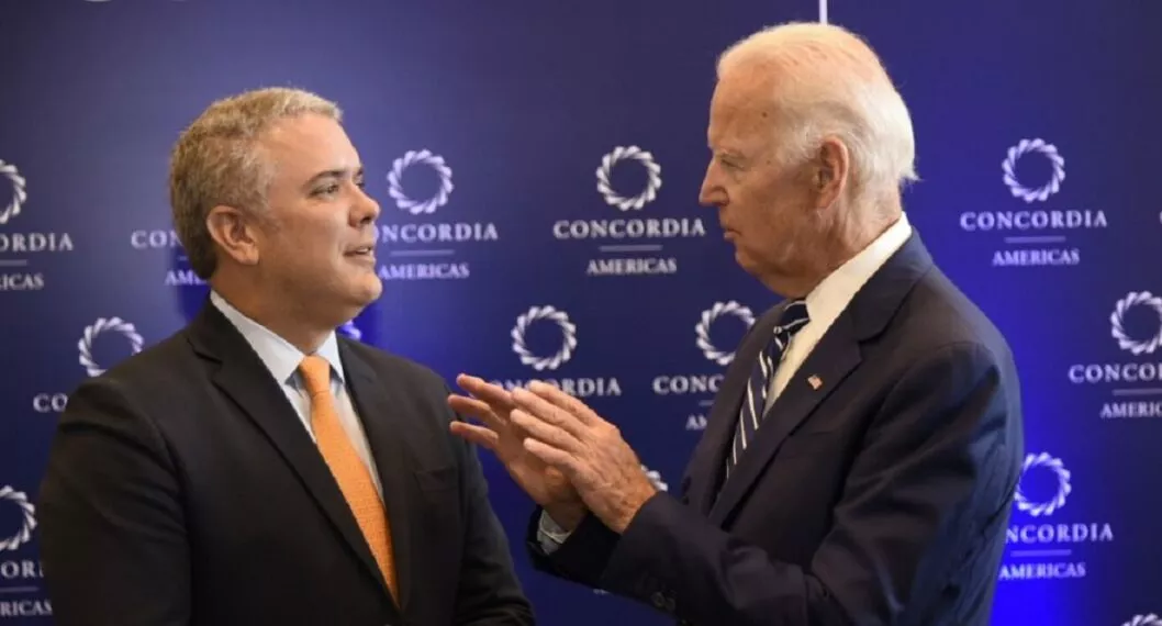 El presidente colombiano Iván Duque y el mandatario estadounidense Joe Biden.