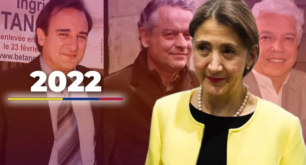 Íngrid Betancourt y sus ex Juan Carlos Lecompte,  Fabrice Delloye y Carlos Alonso Lucio, a propósito de cuál fue el último matrimonio feliz de la candidata presidencial.