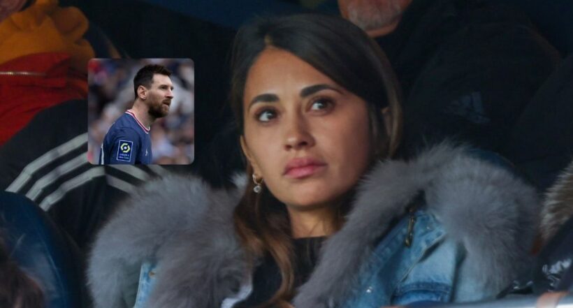 Imagen de Antonela Roccuzzo, quien lloró en partido donde fue silbado Lionel Messi