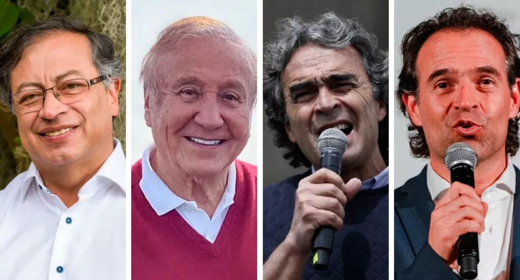 Gustavo Petro, Rodolfo Hernández, Sergio Fajardo y Federico Gutiérrez; candidatos presidenciales.