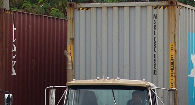 Imagen de camión ilustra artículo Muere joven embarazada golpeada por rama tras subirse a contenedor en tractomula