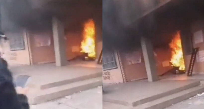 El incendio en colegio del sur de Bogotá habría sido iniciado por manifestantes feministas.